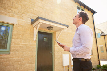 Feature image of post How to Value a Property Male real estate agent looking up at a house exterior