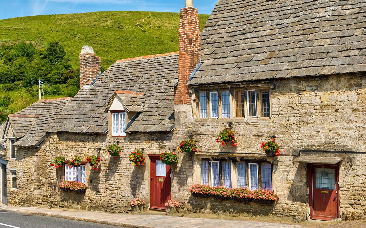 Three houses in a row